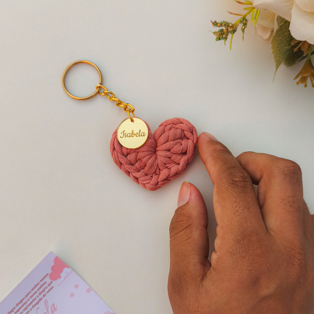 Chaveiro Coração Personalizado em Crochê