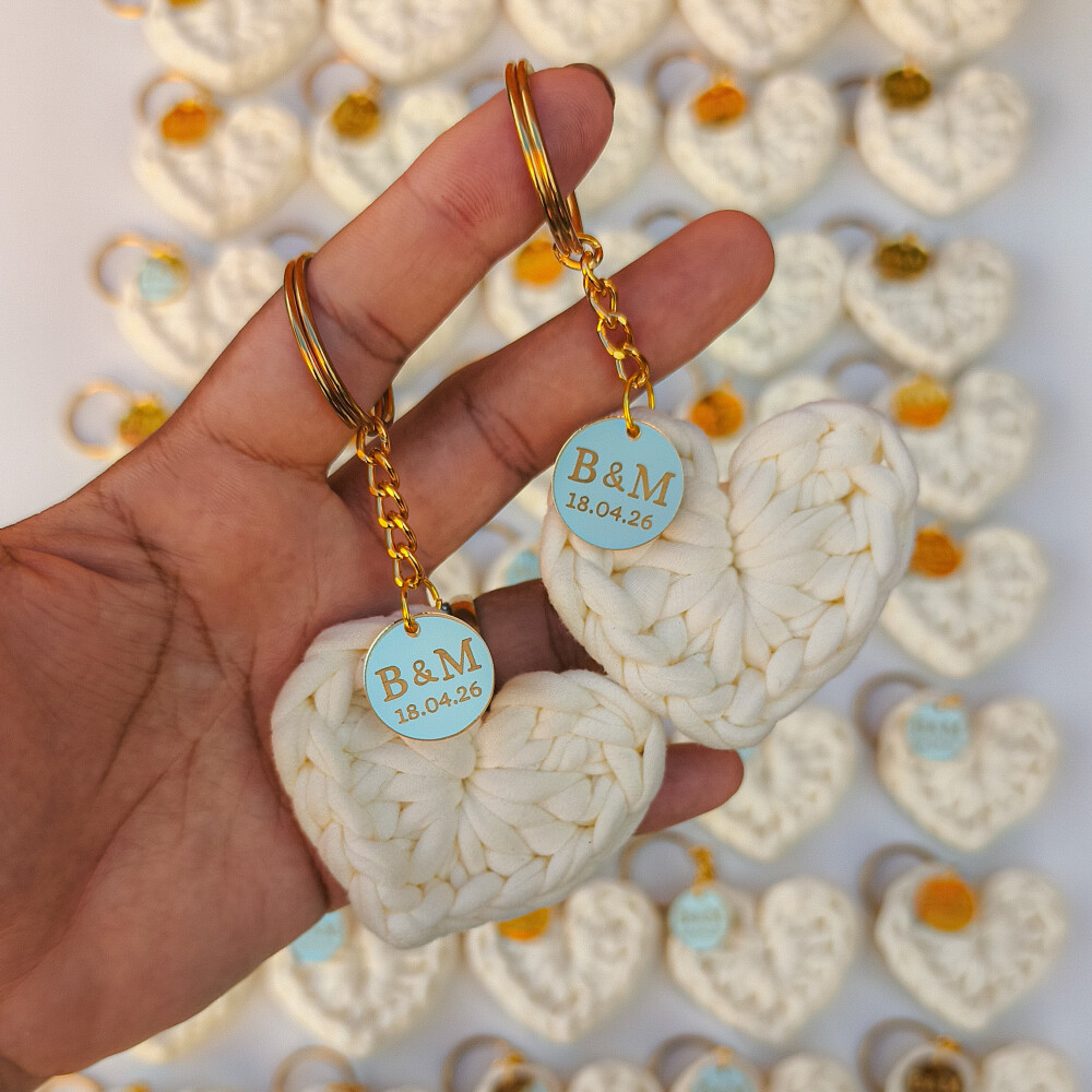 Chaveiro Coração Personalizado em Crochê
