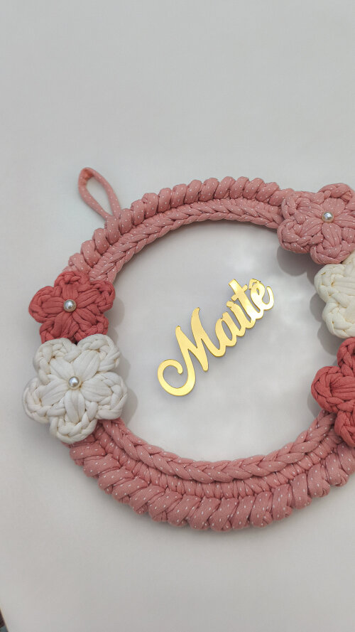 Porta Maternidade Floral em Crochê Personalizado