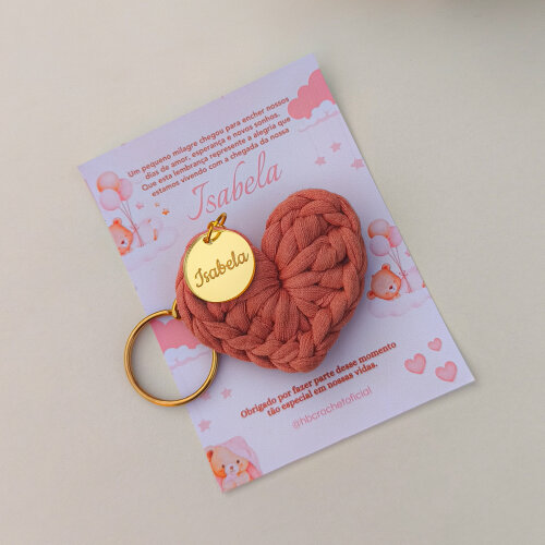 Chaveiro Coração Personalizado em Crochê