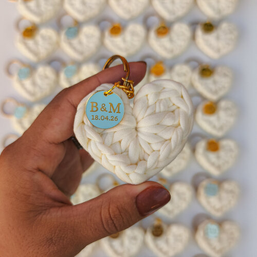 Chaveiro Coração Personalizado em Crochê