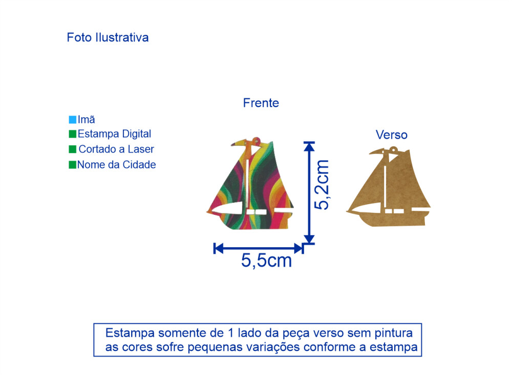 Imã Veleiro M8 MDF Tecido