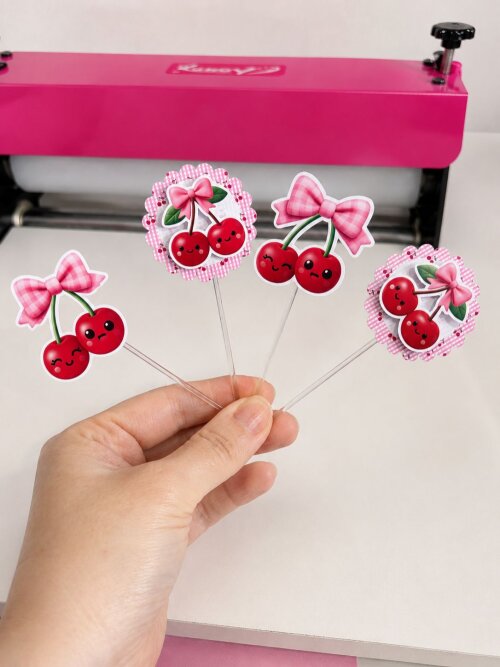 Festa Cereja Toppers para Doces e Forminhas
