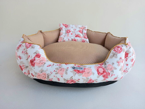 Cama para Pets redonda Floral com Poá 50x50