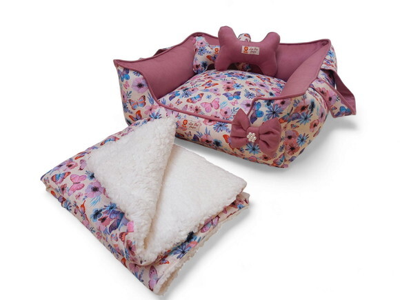 Cama para Pets Retangular 70x50 e Edredon Cherpa 70x50