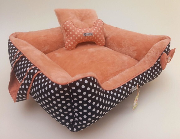 Cama Pelúcia para Pets Alças Dupla Face Poa Preto 50x50