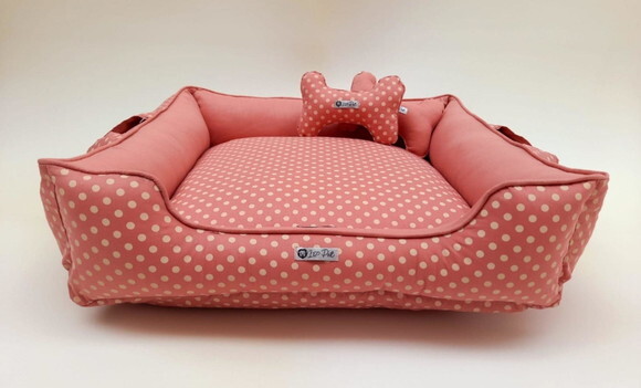 Cama Pelúcia para Pets Alças Dupla Face Poa Preto 50x50