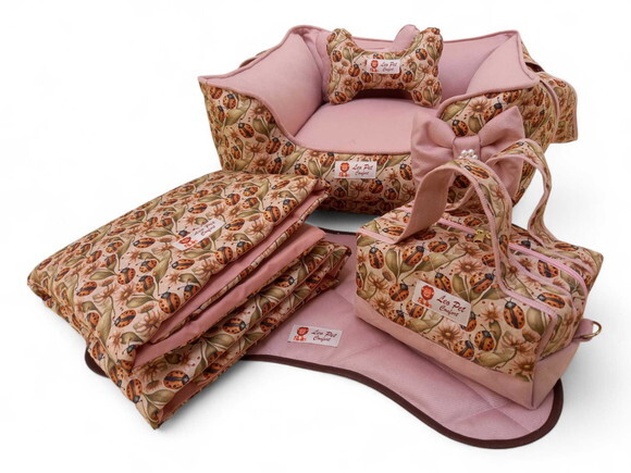 Cama Pets 50x50 Alças, Tapete, Edredon e Necessere