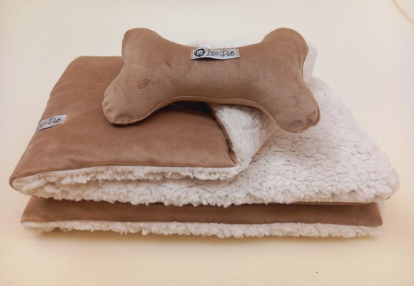 Cama Pets 50x50 Redonda Suede e Pelúcia com Edredom Cherpa
