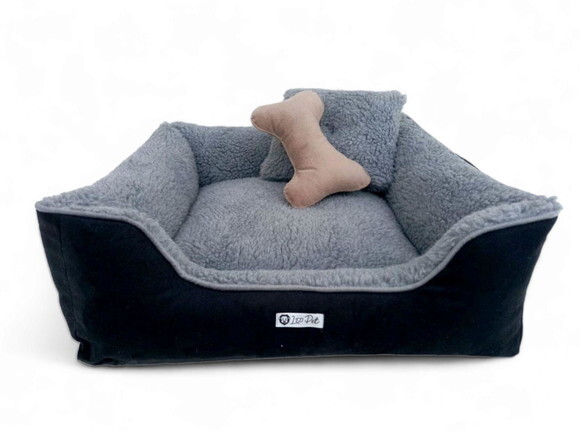 Cama Pets Pelúcia Dupla Face 60x60 e Tapete Comedouro