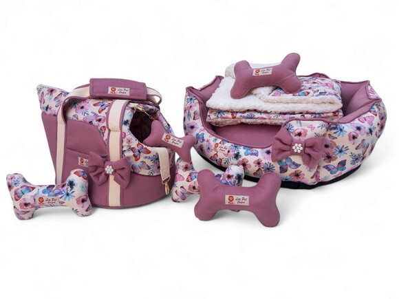 Cama Pets Redonda 60x60, Edredon Cherpa 80x60, Bolsa