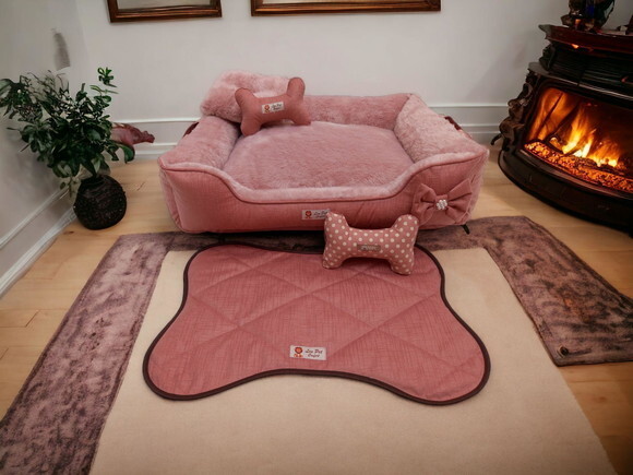 Cama Pets Suede e Pelúcia Dupla Face 60x60 c/ Alças e Tapete