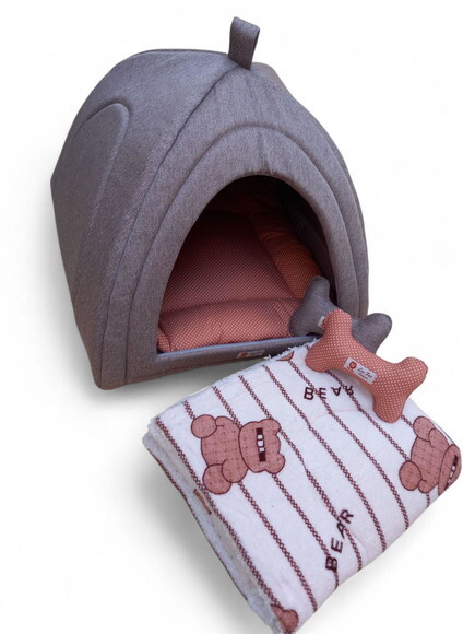 Casinha Iglu para Pets 60x60 e Edredon Cherpa