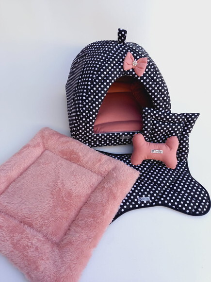 Casinha Iglu para Pets com pelúcia Poá 50x50 com 5 peças
