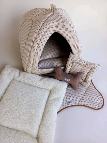 Casinha Iglu para Pets com pelúcia Poá 50x50 com 5 peças