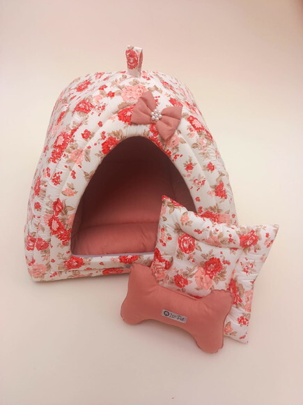 Casinha Iglu para Pets Floral 50x50 com 2 peças