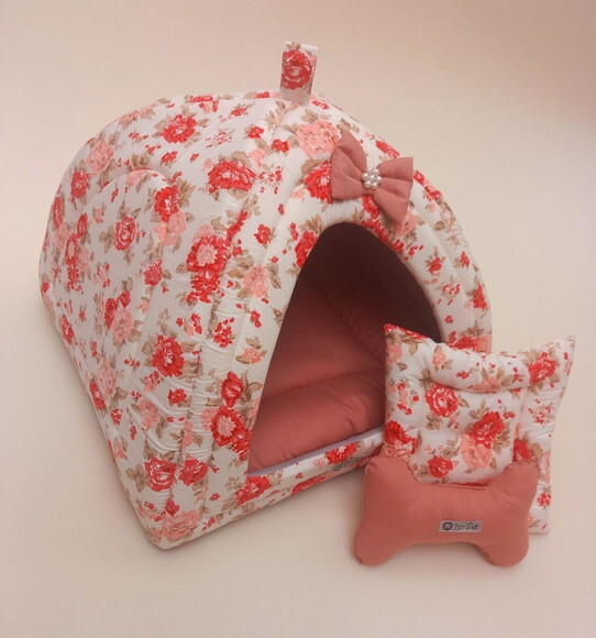 Casinha Iglu para Pets floral 50x50 com 2 peças
