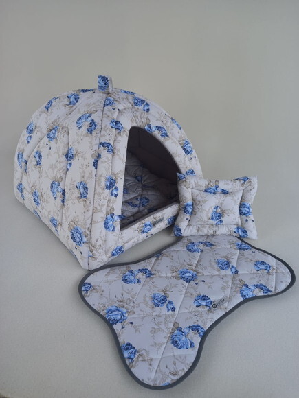 Casinha Iglu para Pets Floral 60x60 com 4 peças