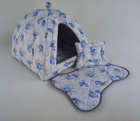 Casinha Iglu para Pets Floral 70x70 com 4 peças