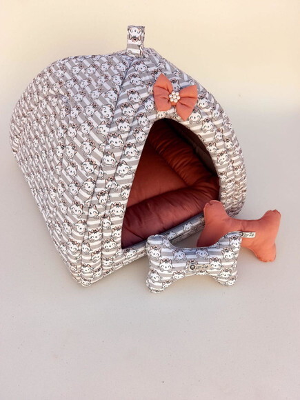 Casinha Iglu para Pets Gatinha 50x50 com 2 peças