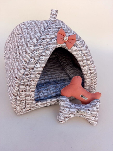 Casinha Iglu para Pets Gatinha 50x50 com 2 peças