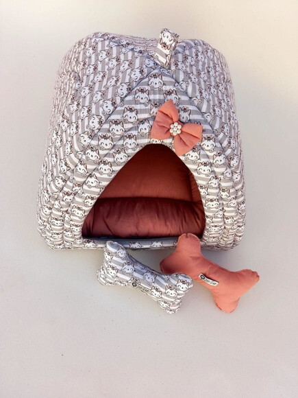 Casinha Iglu para Pets Gatinha 50x50 com 2 peças