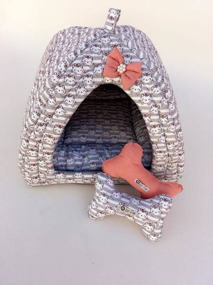 Casinha Iglu para Pets Gatinha 50x50 com 2 peças