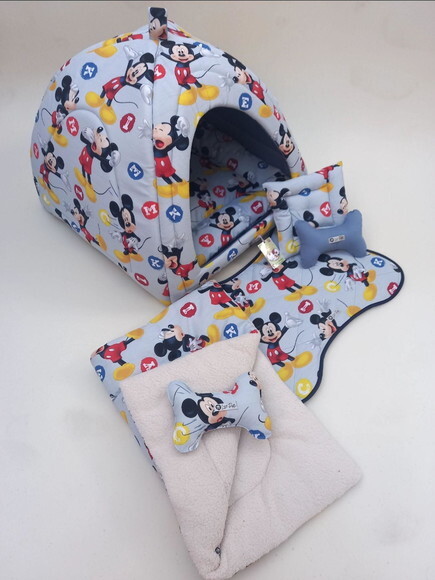 Casinha Iglu para Pets Mickey e Edredon 50x50 com 5 peças