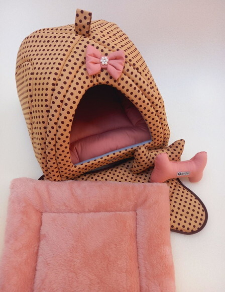 Casinha Iglu para Pets Pelúcia 60x60 com 5 Peças