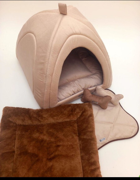 Casinha Iglu para Pets Pelúcia 70x70 com 4 Peças