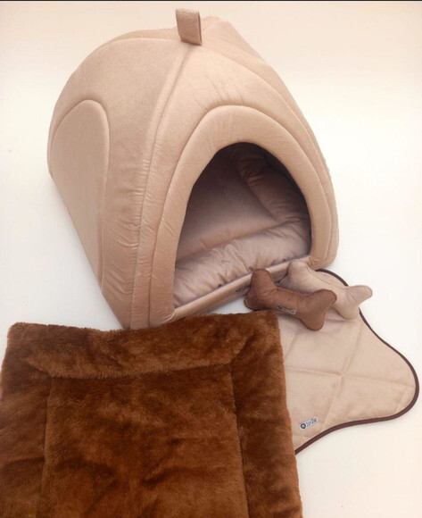 Casinha Iglu para Pets Pelúcia 70x70 com 5 Peças