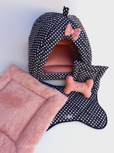Casinha Iglu para Pets Poá c/ pelúcia 50x50 com 5 peças