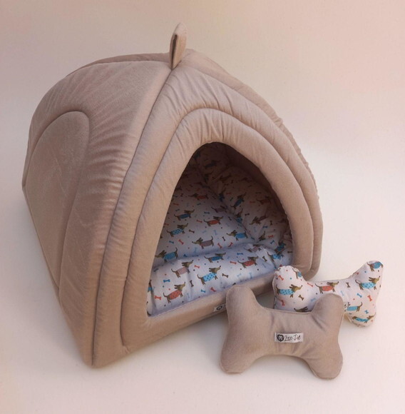Casinha Iglu para Pets sued 50x50 com 2 peças