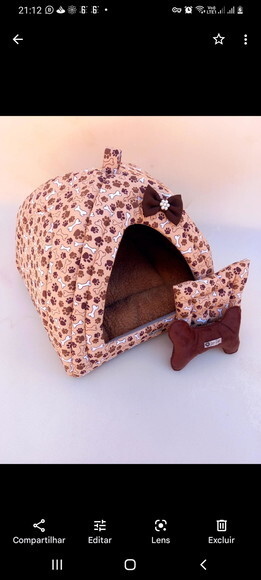 Casinha Iglu para Pets sued e pelúcia 50x50 com 2 peças