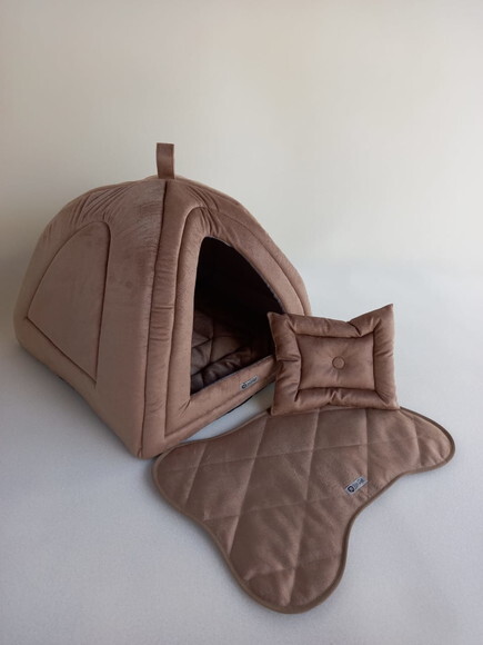 Casinha Iglu para Pets Suede 60x60 com 4 peças