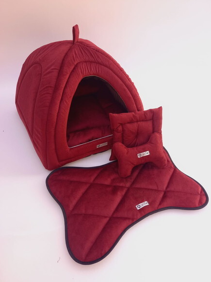 Casinha Iglu para Pets Suede 50x50 com 4 peças