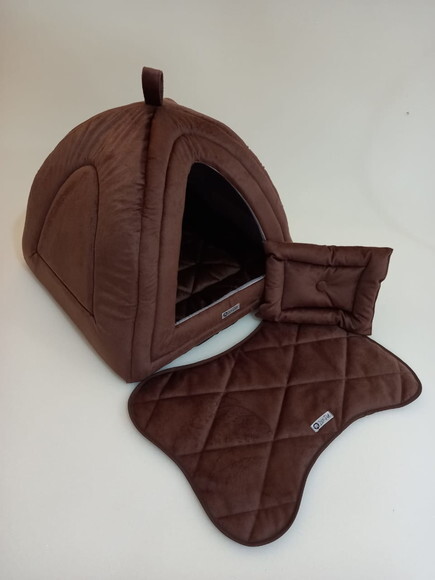 Casinha Iglu para Pets Suede 70x70 com 4 peças