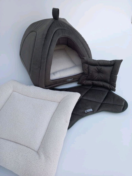 Casinha Iglu para Pets Suede e pelúcia 60x60 com 5 peças