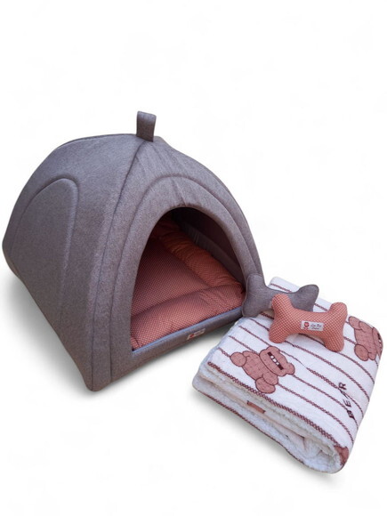 Casinha Iglu Pets 50x50 Suede Linho 2 Peças