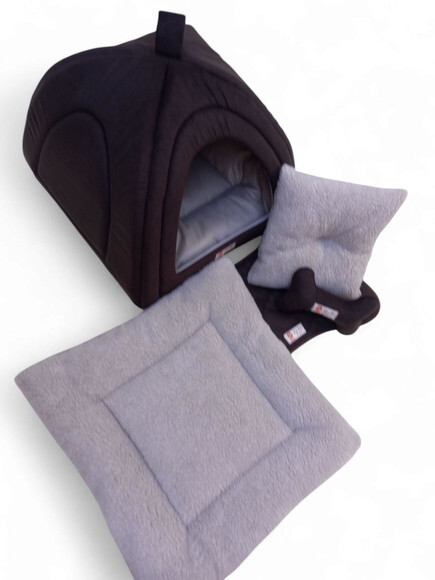 Casinha Iglu Pets Poa Coroa e Pelúcia 50x50 com 5 Peças