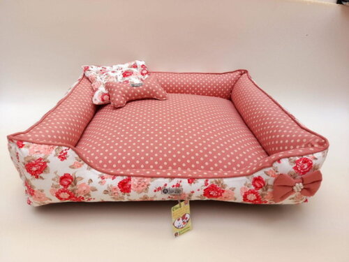 Cama para Pets Quadrada 70x70floral com Poá