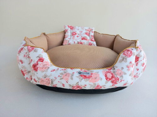 Cama para Pets redonda Floral com Poá 50x50