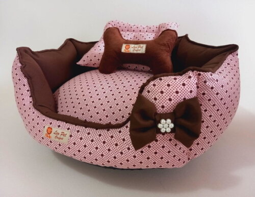 Cama Para Pets Redonda Poá Rosa 70x70