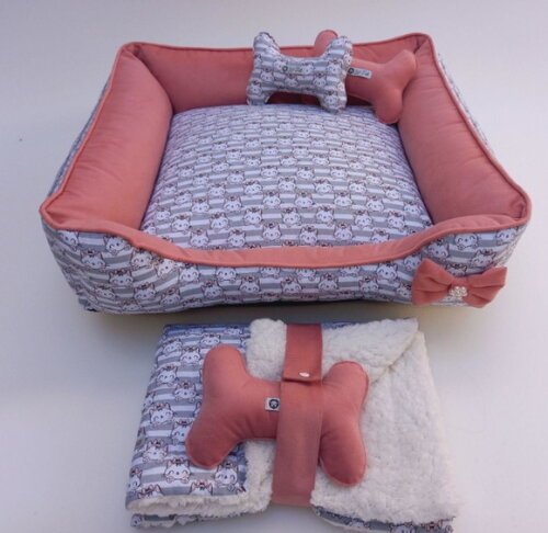 Cama para Pets Retangular 70x50 e Edredon Cherpa 70x50