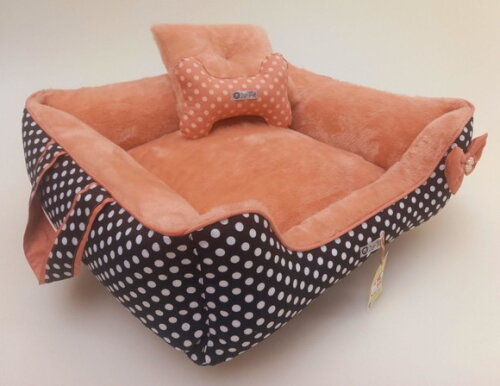 Cama Pelúcia para Pets Alças Dupla Face Poa Preto 50x50