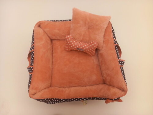 Cama Pelúcia para Pets Alças Dupla Face Poa Preto 50x50