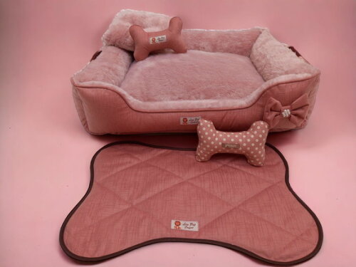 Cama Pet Pelúcia e Suede Dupla Face com Alças e Tapete 80x60