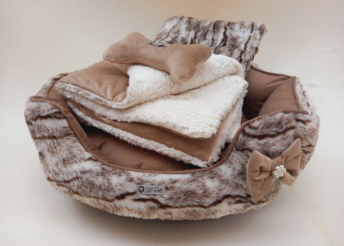 Cama Pets 50x50 Redonda Suede e Pelúcia com Edredom Cherpa