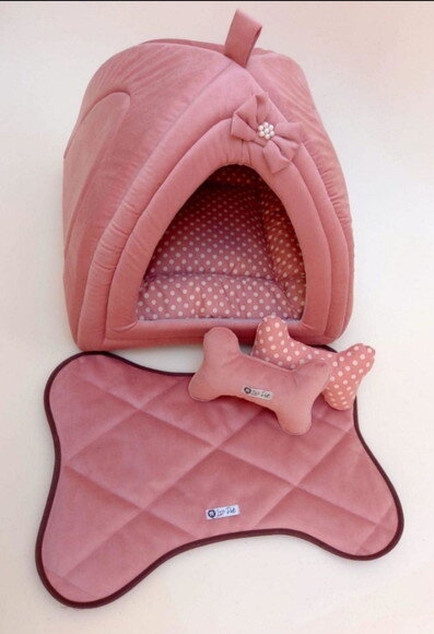 Casinha Iglu para Pet Suede 60x60 4 Peças