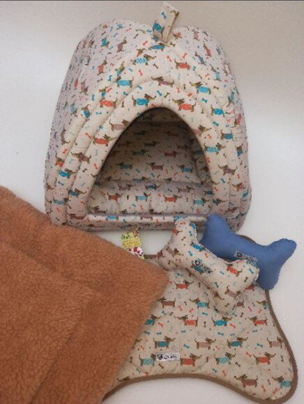 Casinha Iglu para Pets com Pelúcia 60x60 com 5 Peças